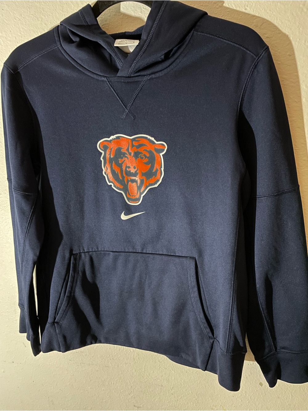 Nike Kids Navy Pullover Hoodie with Orange Bear Crest